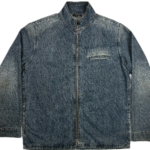 A.P.C. East by West distressed indigo stand collar denim jacket