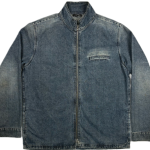A.P.C. East by West distressed indigo stand collar denim jacket
