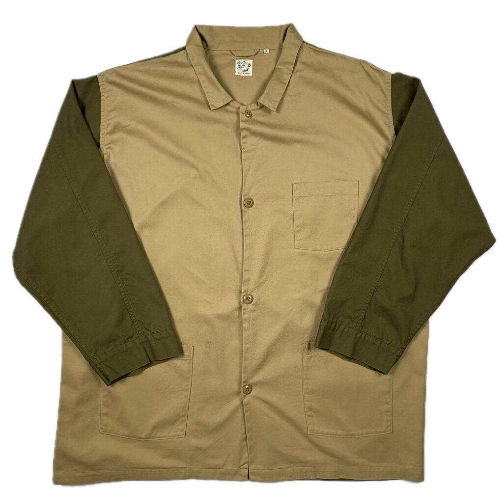 orSlow Two-Tone Coverall Shirt Beige / Olive